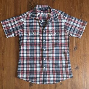 Daniel Cremieux Collection Red and Blue Plaid Button Down Slim Fit Shirt Large